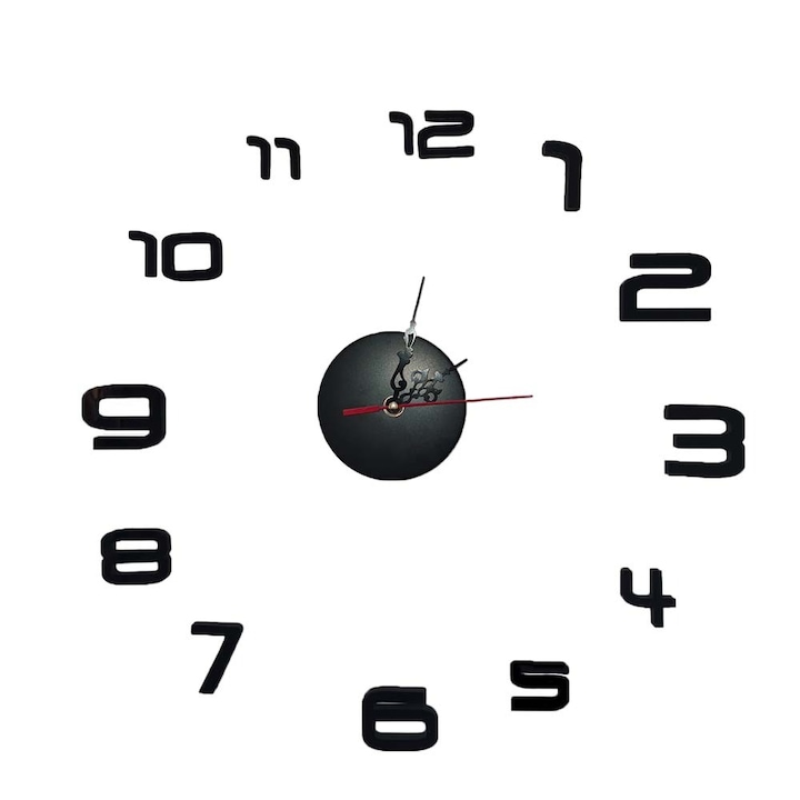 Часовник, 3D, Стенен, С елегантна визия, Черен мат, Размери между 10 см - 45 см