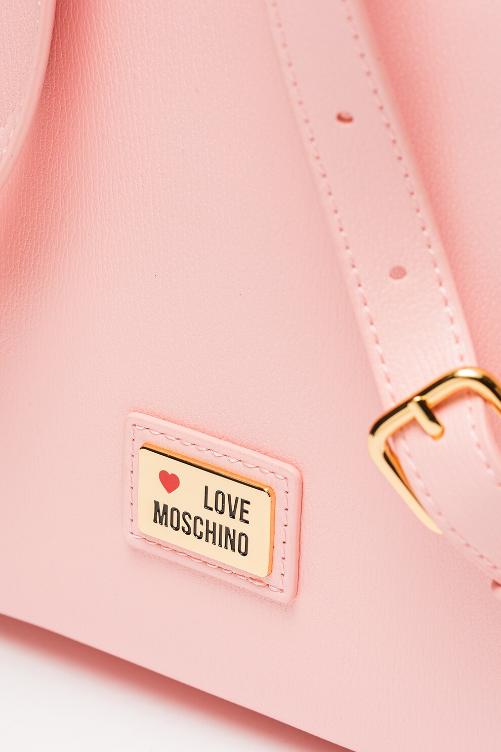 Love Moschino, Раница от еко кожа с метално лого, Розов eMAG.bg