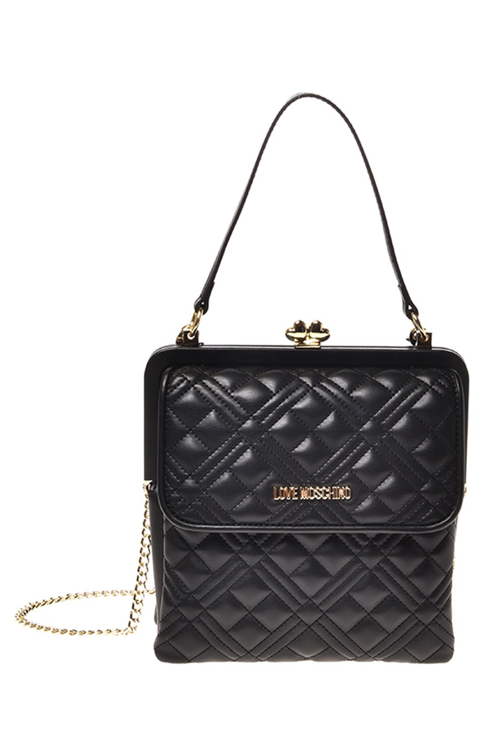 Love Moschino, Geanta crossbody matlasata cu logo, Negru eMAG.ro