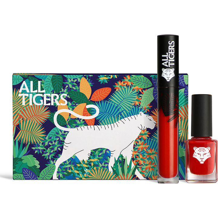 All Tigers Natural & Vegan ajándékszett: 298 Hit it big körömlakk, 11 ml + 888 Call me queen folyékony rúzs, 8 ml