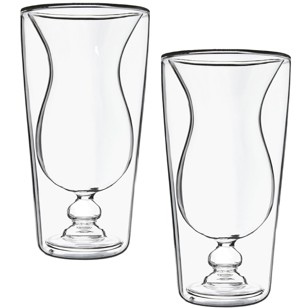 Set 2 pahare cu picior in pereti dubli, Quasar & Co., 250 ml, termorezistente, transparent