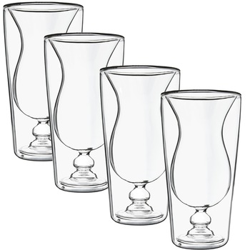 Set 4 pahare cu picior in pereti dubli, Quasar & Co., 250 ml, termorezistente, transparent Set 4 pahare cu picior in pereti dubli, Quasar & Co., 250 ml, termorezistente, transparent