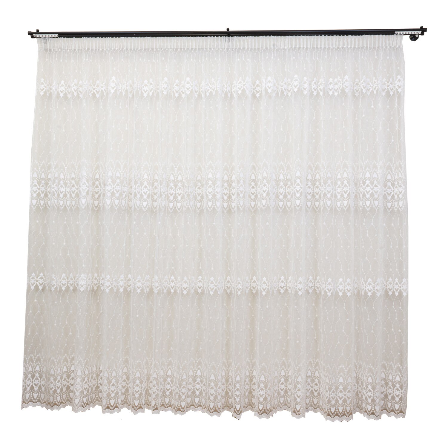 Perdea brodata nesifonabila Hiko alba Garden2 cu rejansa, 250x245cm