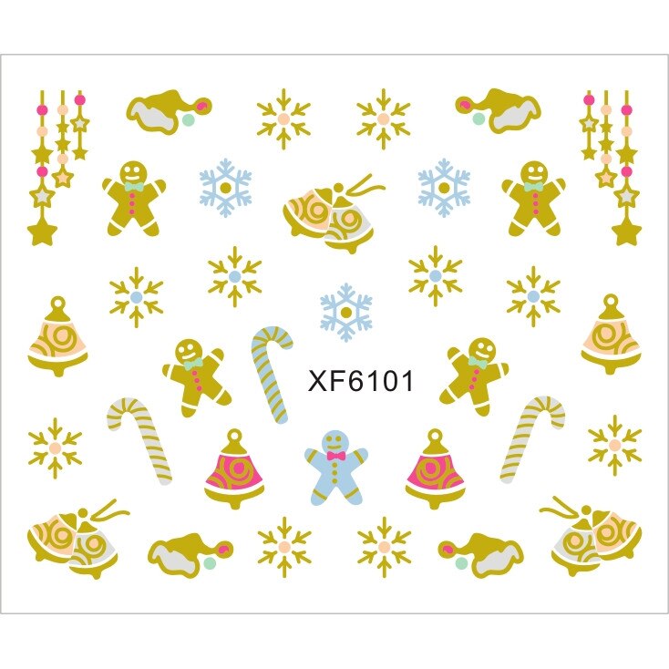 Sticker nail art Lila Rossa, pentru Craciun, Revelion si iarna, 7.2 x 10.5 cm, xf6101
