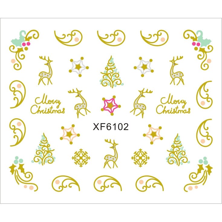 Sticker nail art Lila Rossa, pentru Craciun, Revelion si iarna, 7.2 x 10.5 cm, xf6102