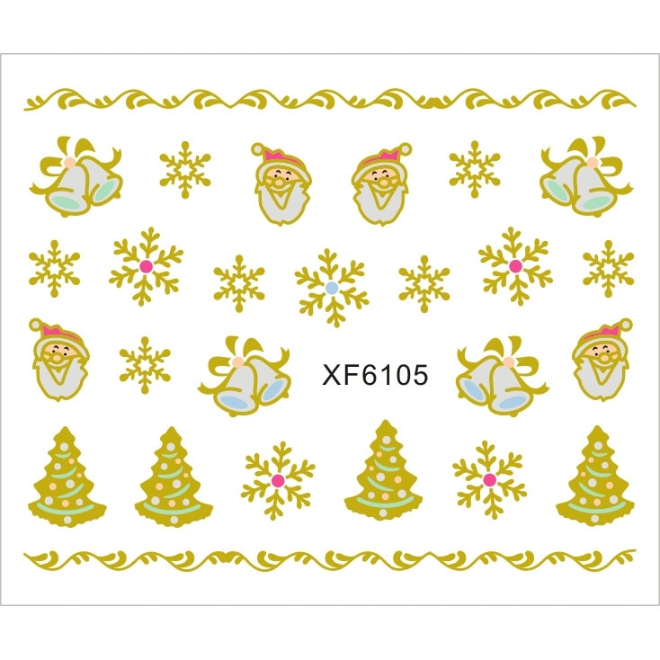 Sticker nail art Lila Rossa, pentru Craciun, Revelion si iarna, 7.2 x 10.5 cm, xf6105