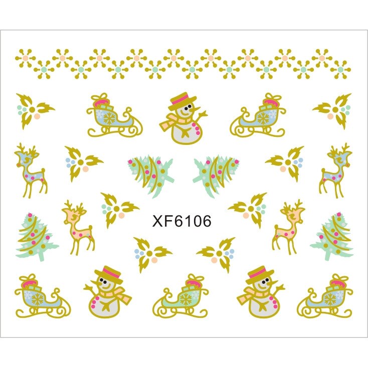 Sticker nail art Lila Rossa, pentru Craciun, Revelion si iarna, 7.2 x 10.5 cm, xf6106