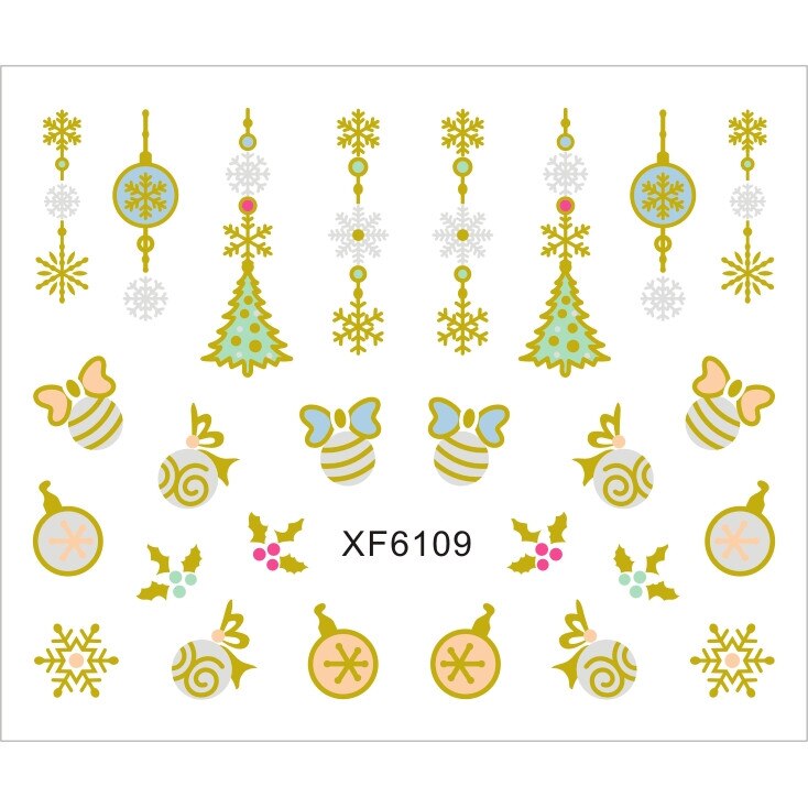 Sticker nail art Lila Rossa, pentru Craciun, Revelion si iarna, 7.2 x 10.5 cm, xf6109