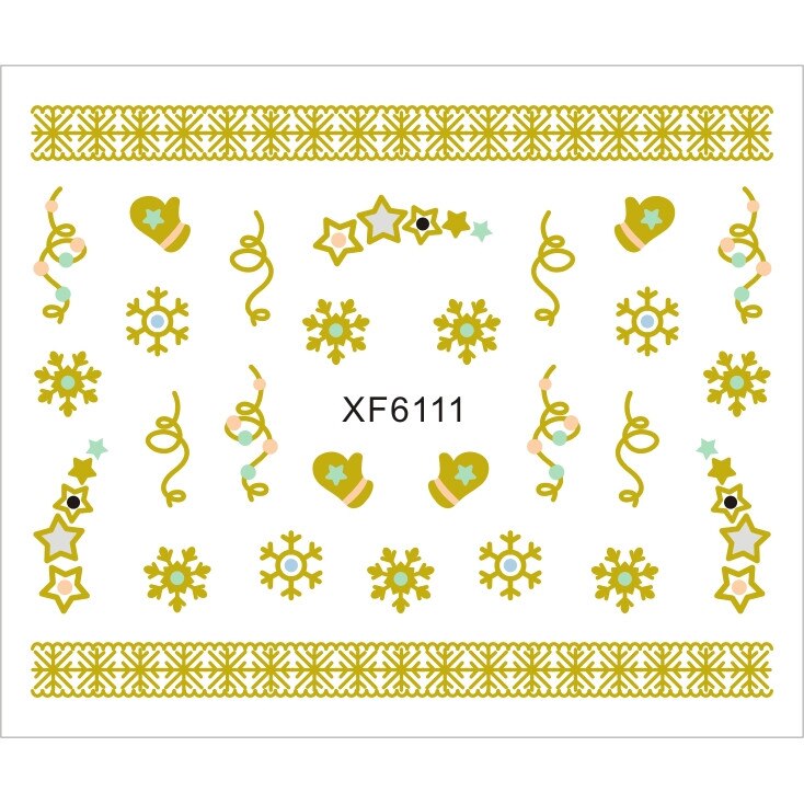 Sticker nail art Lila Rossa, pentru Craciun, Revelion si iarna, 7.2 x 10.5 cm, xf6111