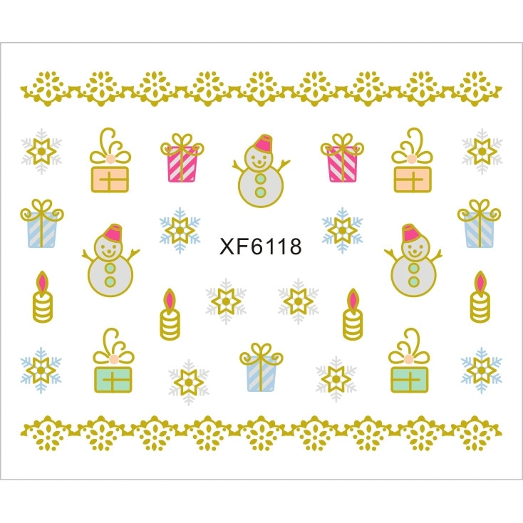 Sticker nail art Lila Rossa, pentru Craciun, Revelion si iarna, 7.2 x 10.5 cm, xf6118