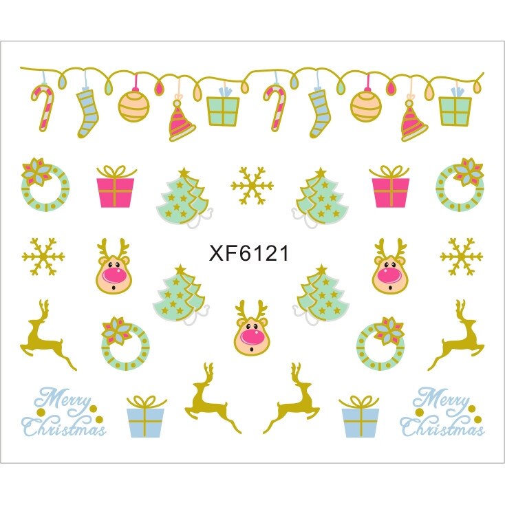 Sticker nail art Lila Rossa, pentru Craciun, Revelion si iarna, 7.2 x 10.5 cm, xf6121