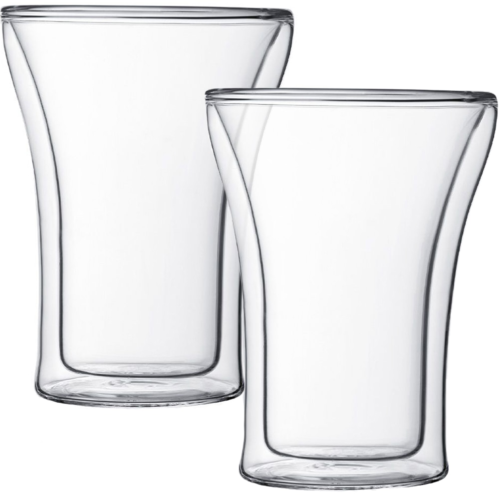 Set 2 pahare cu pereti dubli, Quasar & Co., 200 ml, pahar cafea/latte macchiato, sticla termorezistenta, transparent