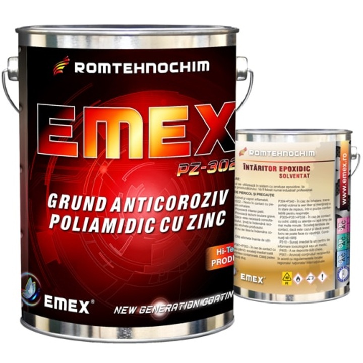 Grund cu Zinc Epoxy-Poliamidic “EMEX PZ-302”, Gri, Bidon 30 Kg, Intaritor inclus