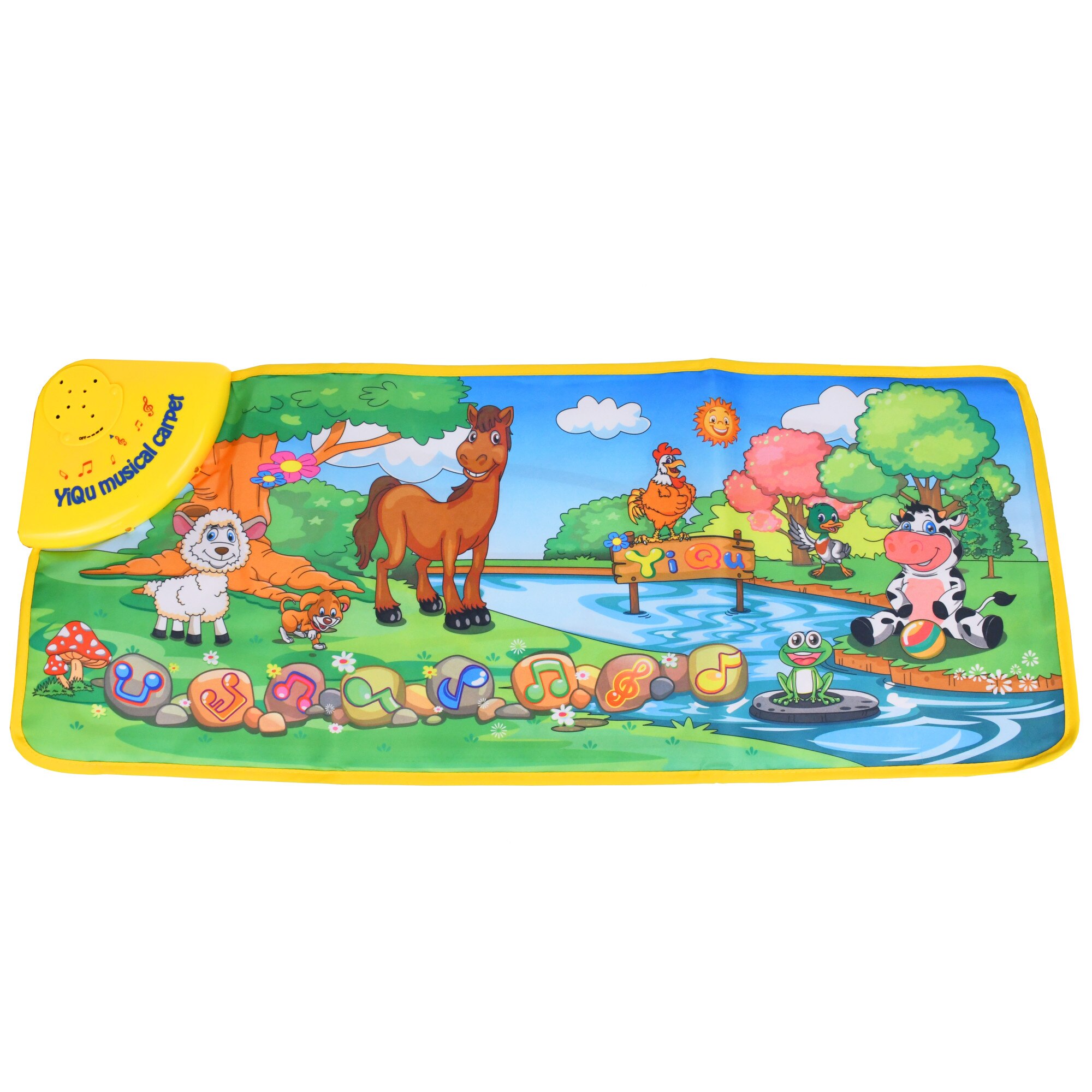 Covoras muzical cu pian de jucarie, 8 melodii, 4 sunete de animale, 80 x 25 cm, multicolor