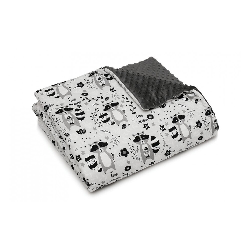 Patura Minky Raccoons, Bumbac, Fleece, Multicolor, 80x100cm