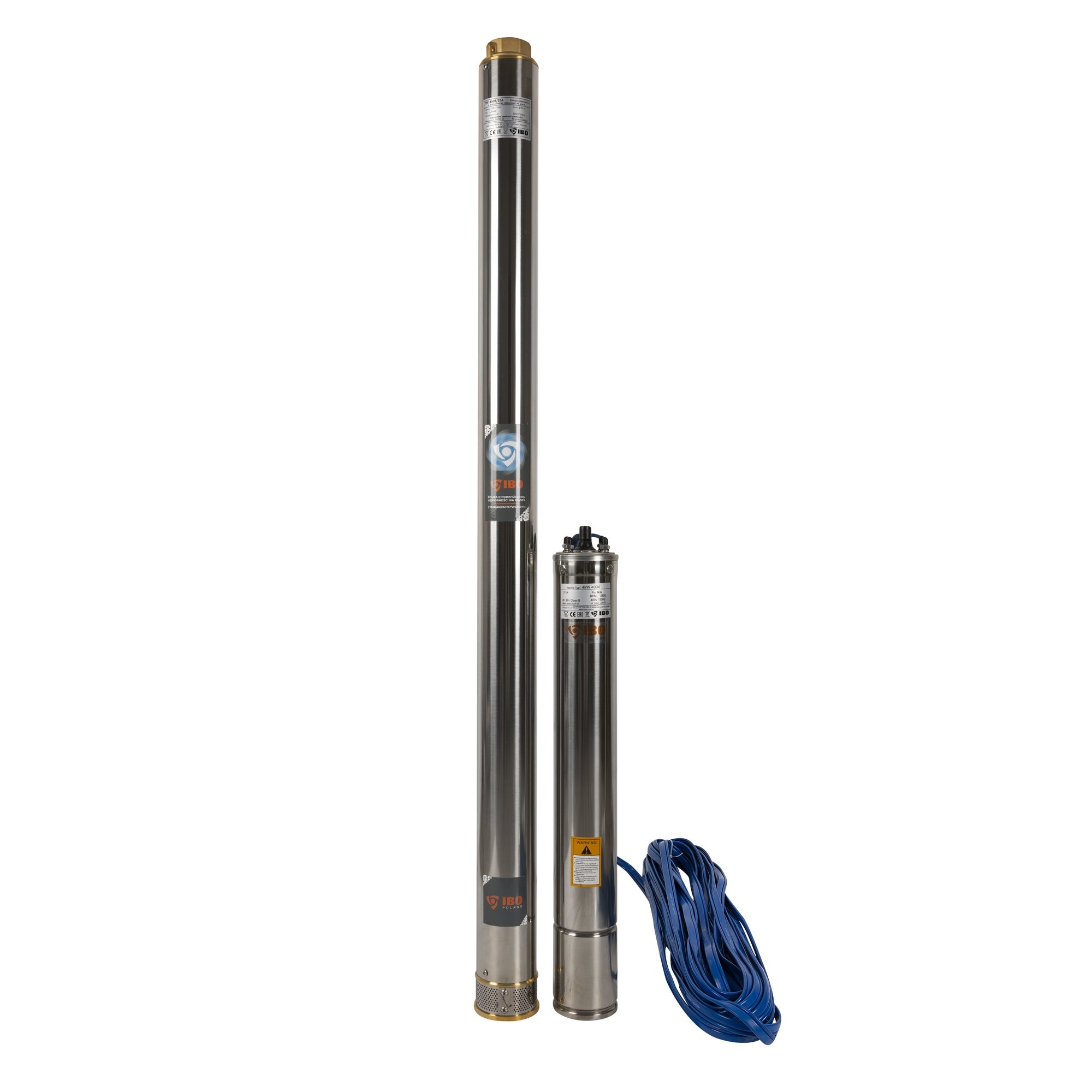 Pompa submersibila IBO Dambat 4SD8/20A, 4kW, debit maxim 250l/min, inaltime refulare 135m, diametru refulare 2 toli, rezistenta la nisip