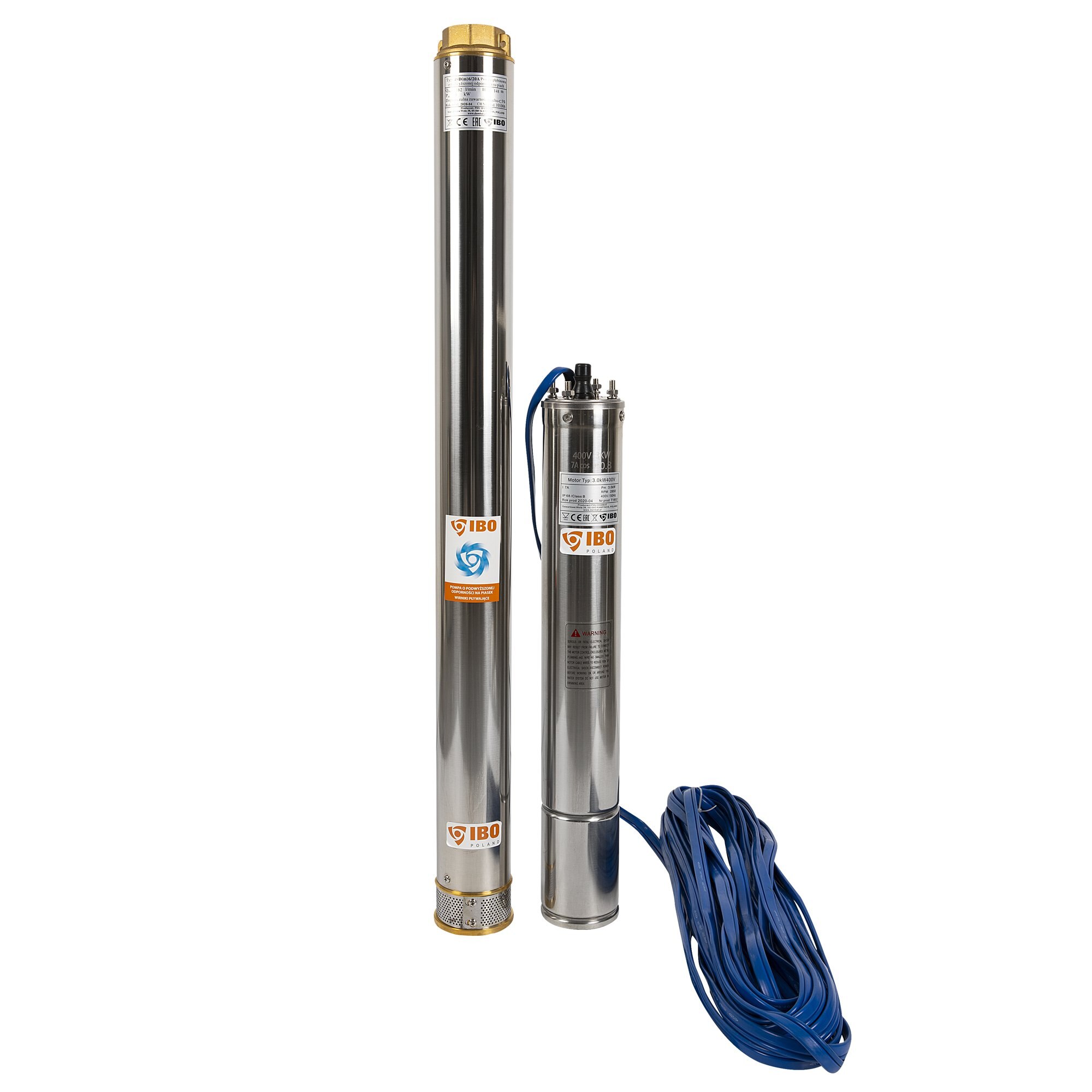 Pompa submersibila IBO Dambat 4SDM6/20A, 3kW, debit maxim 162l/min, inaltime refulare 148m, diametru refulare 2 toli, rezistenta la nisip