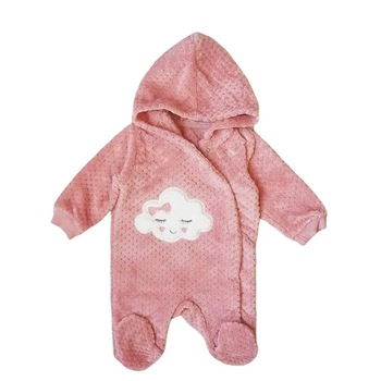 Salopeta de catifea cu gluga, Baby girl, varsta 0-3 luni, 62 cm, Roz Salopeta de catifea cu gluga, Baby girl, varsta 0-3 luni, 62 cm, Roz
