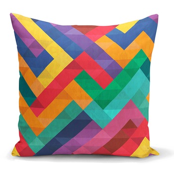 Perna decorativa, 43x43cm, poliester, gramaj 200 g, burduf, poliester, inchidere fermoar, model dungi colorate Perna decorativa, 43x43cm, poliester, gramaj 200 g, burduf, poliester, inchidere fermoar, model dungi colorate