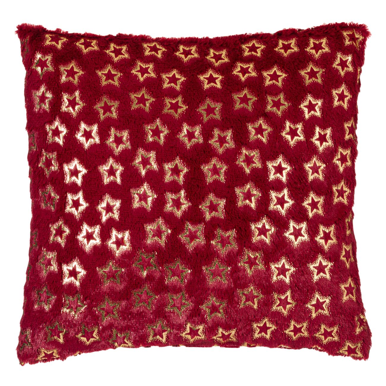 Perna decorativa, Zola®, model de sarbatori, rosie cu stelute, 45x45 cm