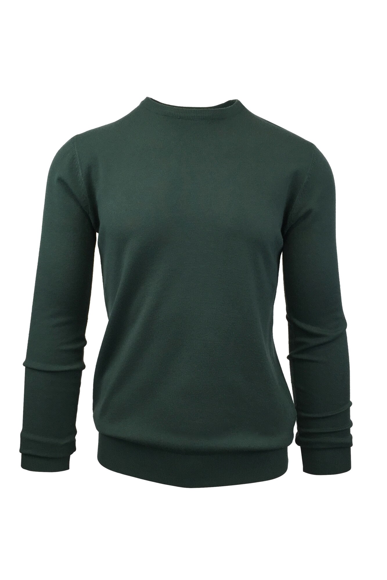 Pulover, Univers Fashion, tricotat fin cu terminatii striate, cu decolteu la baza gatului, verde