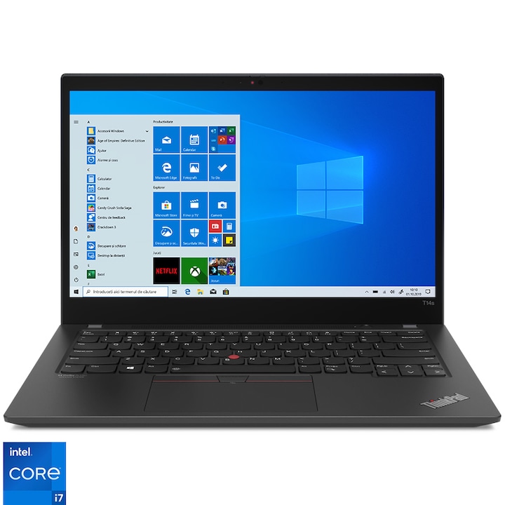 Lenovo ThinkPad T14s Gen 2 Ultrahordozható Laptop Intel Core i7-1165G7 processzorral, 14", UHD, 16 GB, 1TB SSD, Intel Iris Xe Graphics, Windows 10 Pro, Fekete