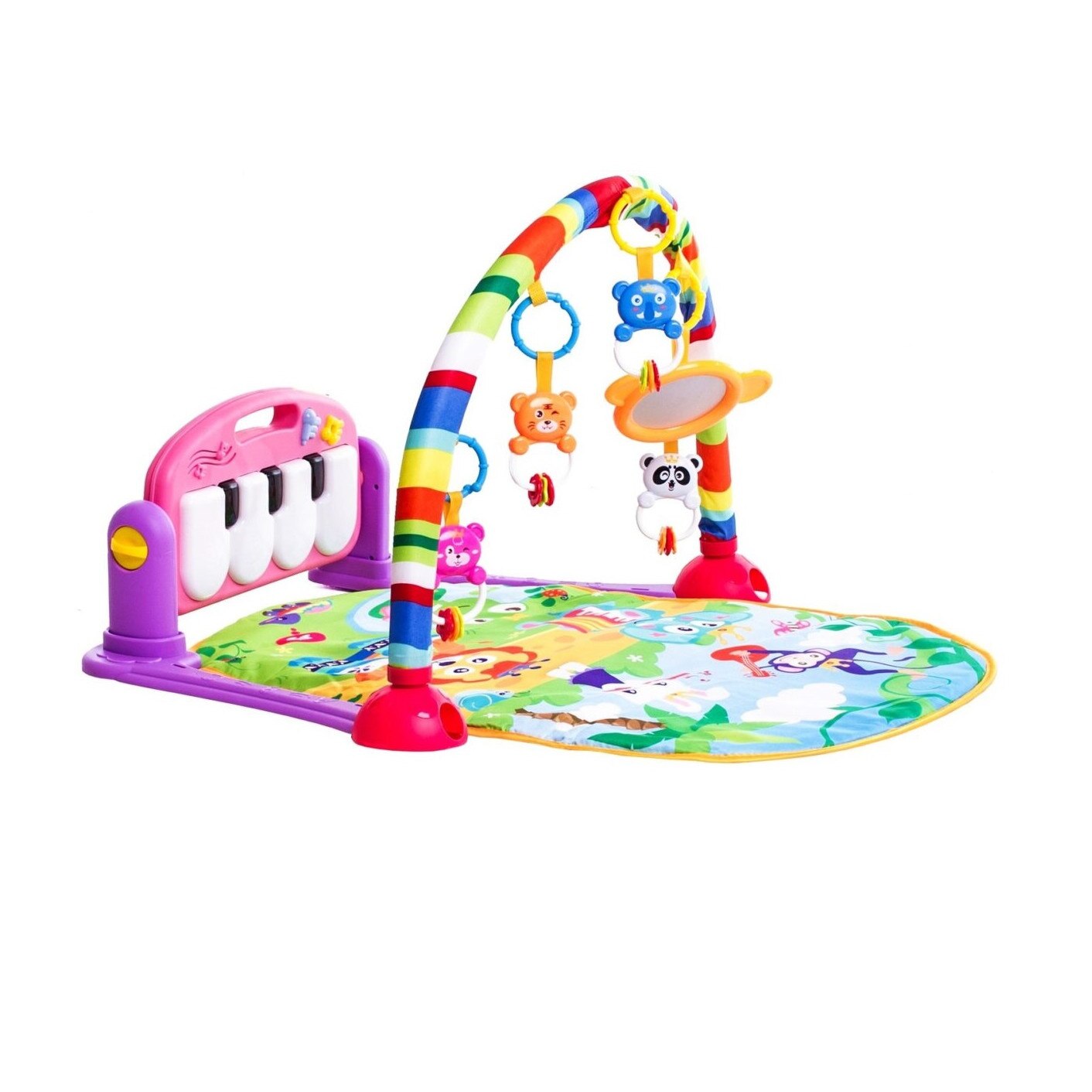 Salteluta de activitati cu jucarii si pian 4 in 1, roz, Isp, 71.5x60x45 cm