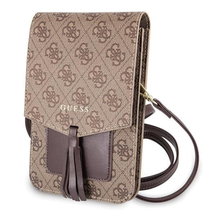 Geanta pentru telefon Guess 4G, 17.5 x 11.5 cm, Piele ecologica, Maro