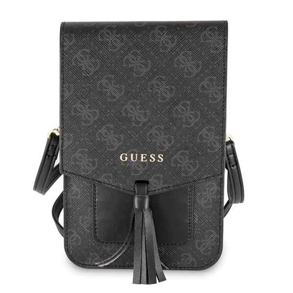 Geanta pentru telefon Guess 4G, 17.5 x 11.5 cm, Piele ecologica, Negru