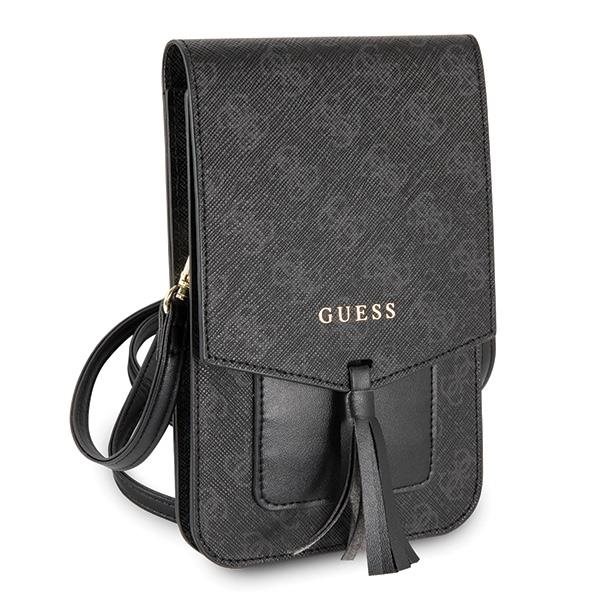 Geanta pentru telefon Guess 4G, 17.5 x 11.5 cm, Piele ecologica, Negru