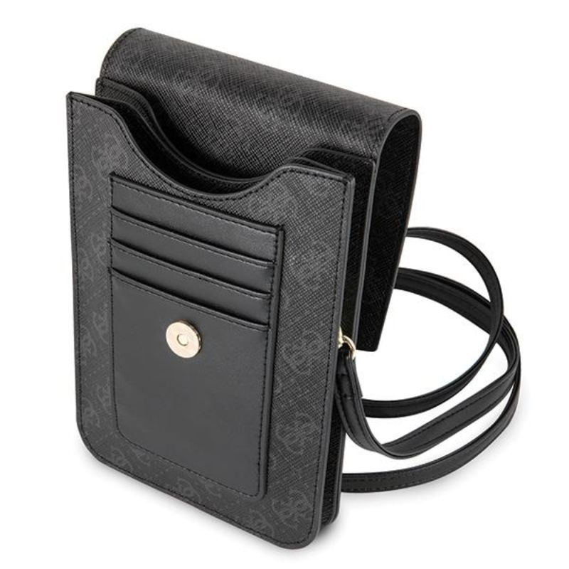 Geanta pentru telefon Guess 4G, 17.5 x 11.5 cm, Piele ecologica, Negru