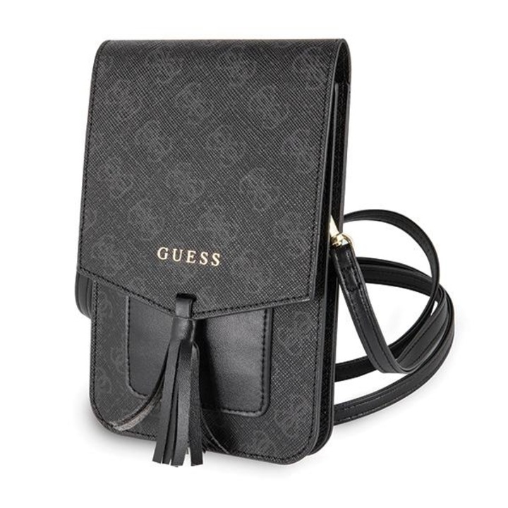 Geanta pentru telefon Guess 4G, 17.5 x 11.5 cm, Piele ecologica, Negru