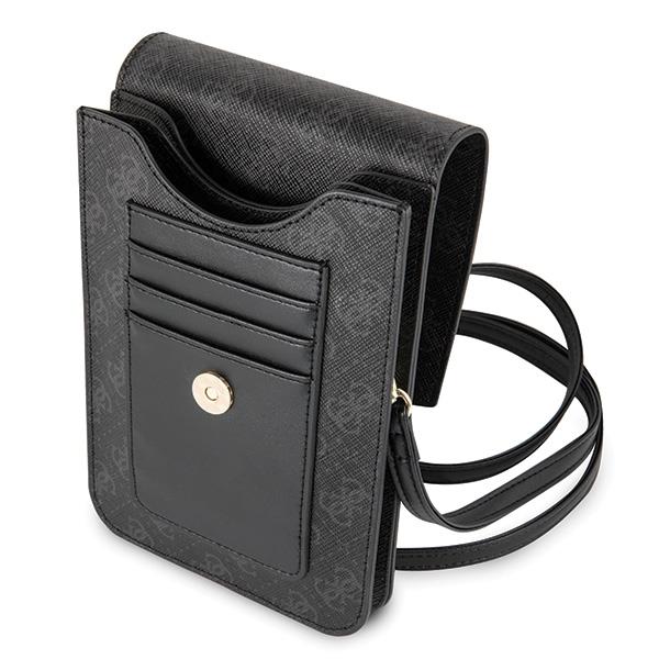Geanta pentru telefon Guess 4G, 17.5 x 11.5 cm, Piele ecologica, Negru