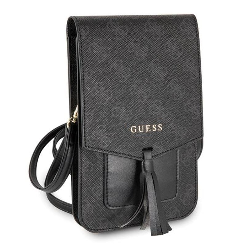Geanta pentru telefon Guess 4G, 17.5 x 11.5 cm, Piele ecologica, Negru