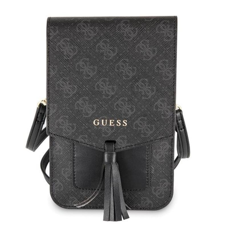 Geanta pentru telefon Guess 4G, 17.5 x 11.5 cm, Piele ecologica, Negru