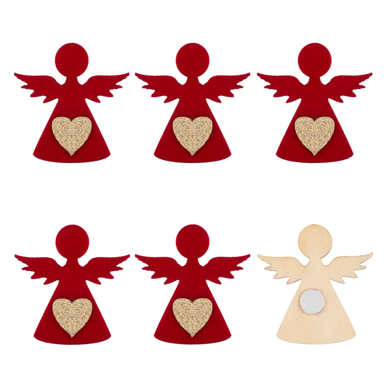 Set autocolante decorative, Zola, pentru Craciun, ingeri din lemn, 6bucati