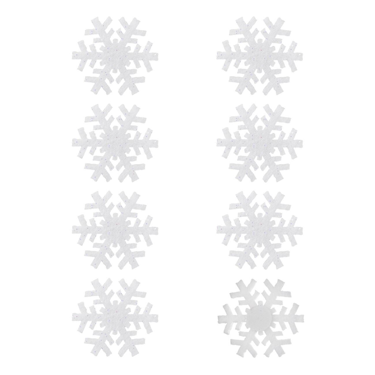 Set autocolante decorative, pentru Craciun, fulgi decorativi albi, 8buc