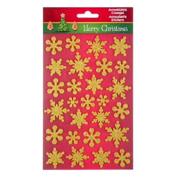 Set autocolante decorative, Zola, pentru Craciun, fulgi decorativi aurii, 27bucati Set autocolante decorative, Zola, pentru Craciun, fulgi decorativi aurii, 27bucati