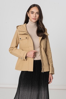 United Colors of Benetton, Jacheta slim fit cu buzunare multiple, Maro camel United Colors of Benetton, Jacheta slim fit cu buzunare multiple, Maro camel