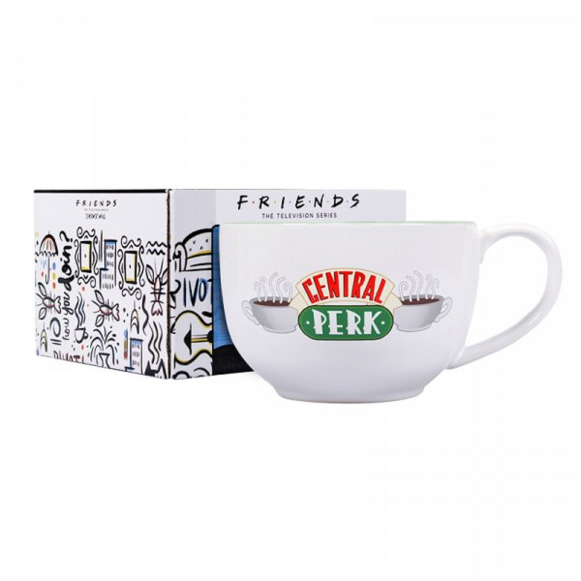 Cana pentru cappuccino - Friends - Central Perk, Ceramica, 500 ml, Alb
