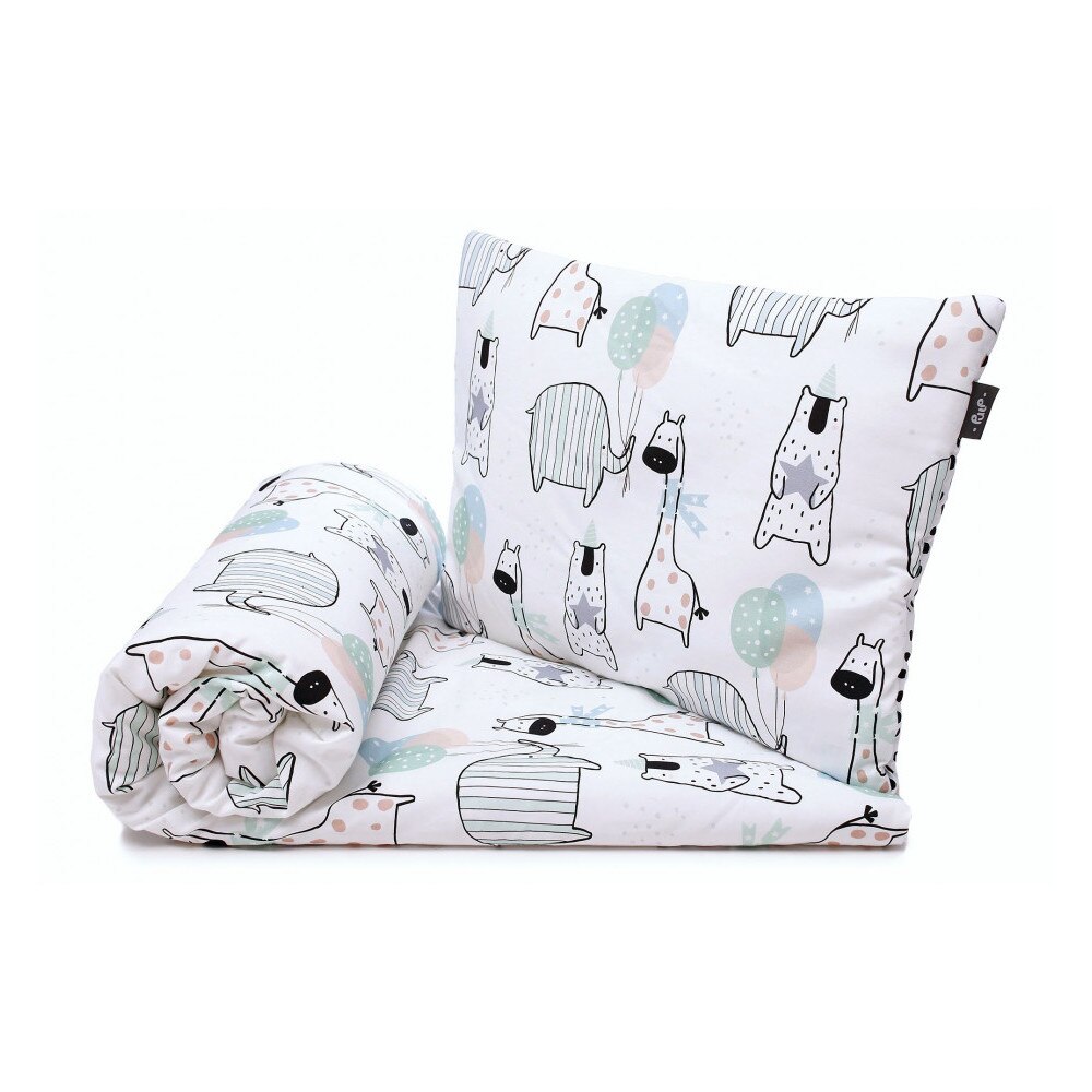 Set lenjerie de pat pentru copii Pulp Giraffes, Bumbac, Multicolor, 100x135cm, 40x60cm