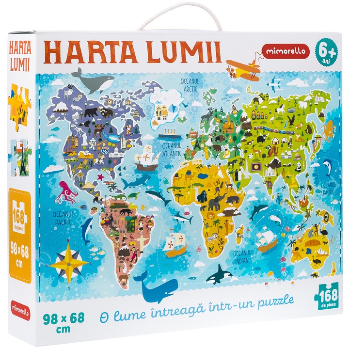 Joc educativ, Puzzle Mimorello, Harta lumii, 168 de piese