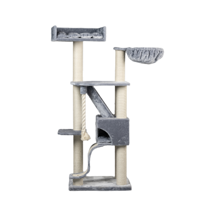 Ansamblu de joaca pentru pisici, RHRQuality, Kilimandjaro de Luxe , Gri deschis, 194 cm