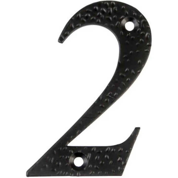 Numar casa 2 - 100mm, stil forjat, negru