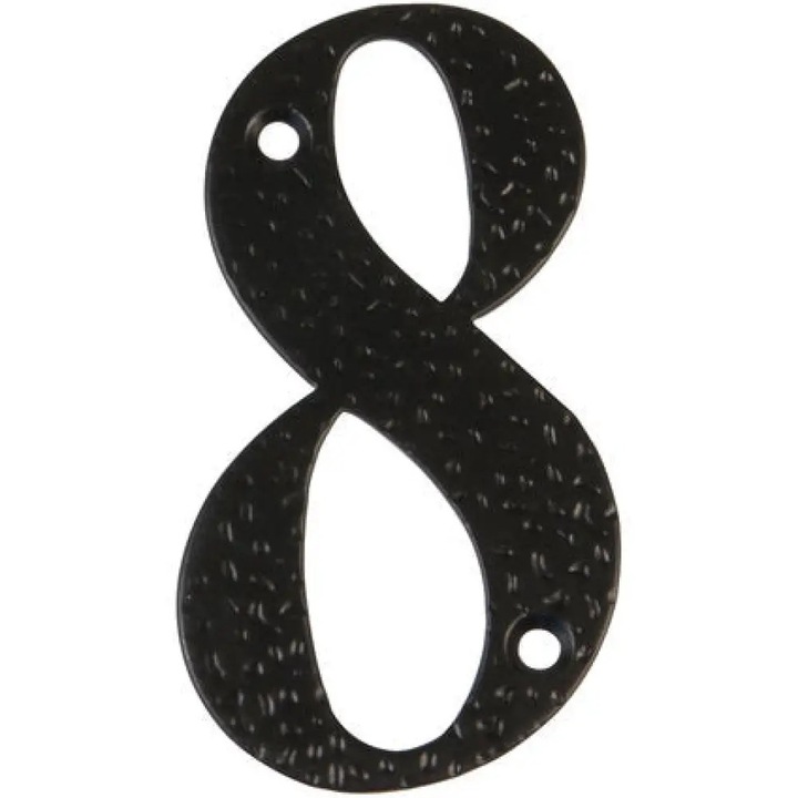 Numar casa 8 - 100mm, stil forjat, negru