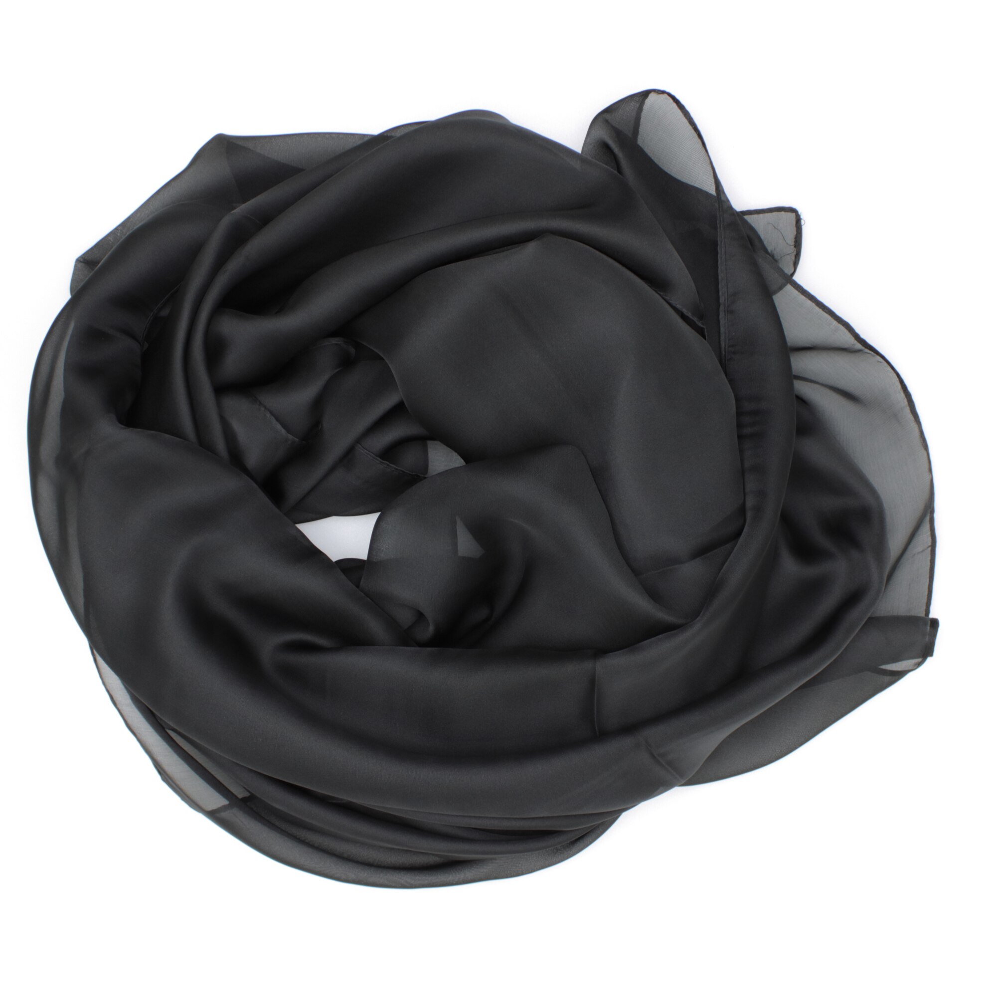 Esarfa de dama, Buticcochet, 100% matase, 180 x 90 cm, Negru - ES799