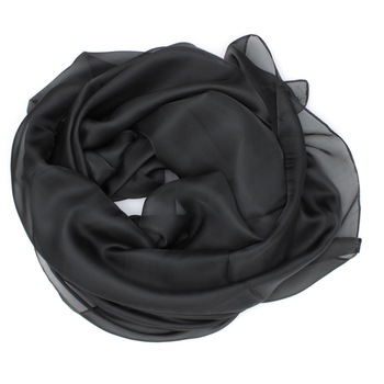 Esarfa de dama, Buticcochet, 100% matase, 180 x 90 cm, Negru - ES799 Esarfa de dama, Buticcochet, 100% matase, 180 x 90 cm, Negru - ES799