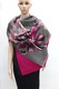 Дамски шал, с две лица, фуксия/сив, флорален десен, размер 190х65 см