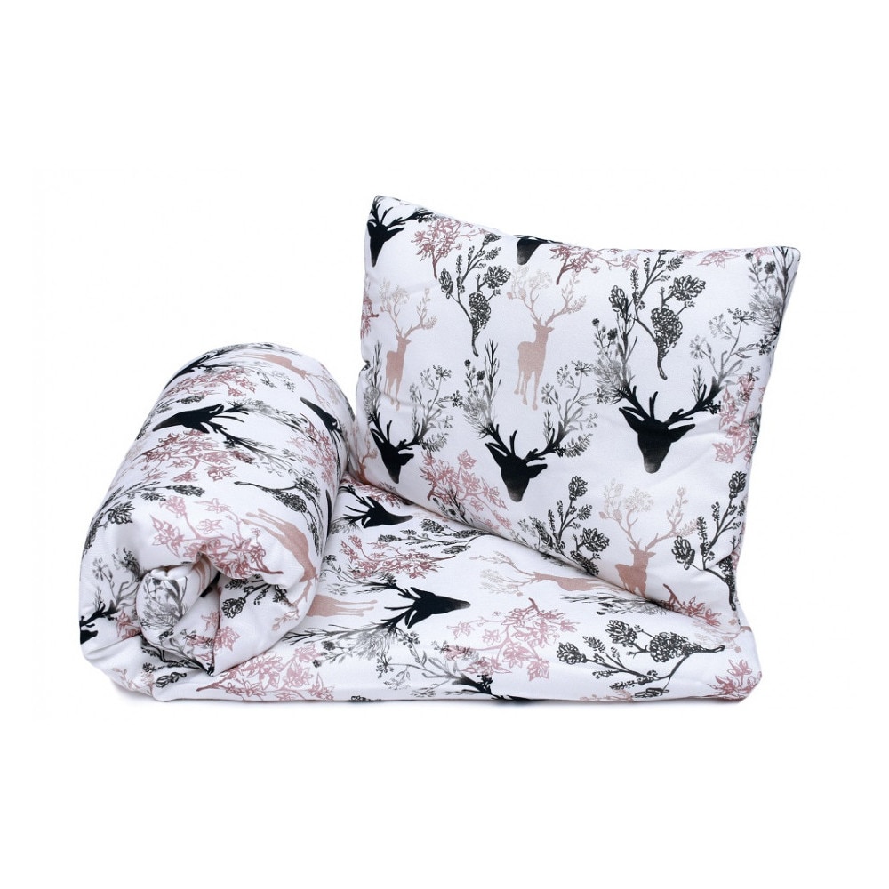 Set lenjerie de pat pentru copii Pulp Light Deer, Bambus, Multicolor, 80x100cm