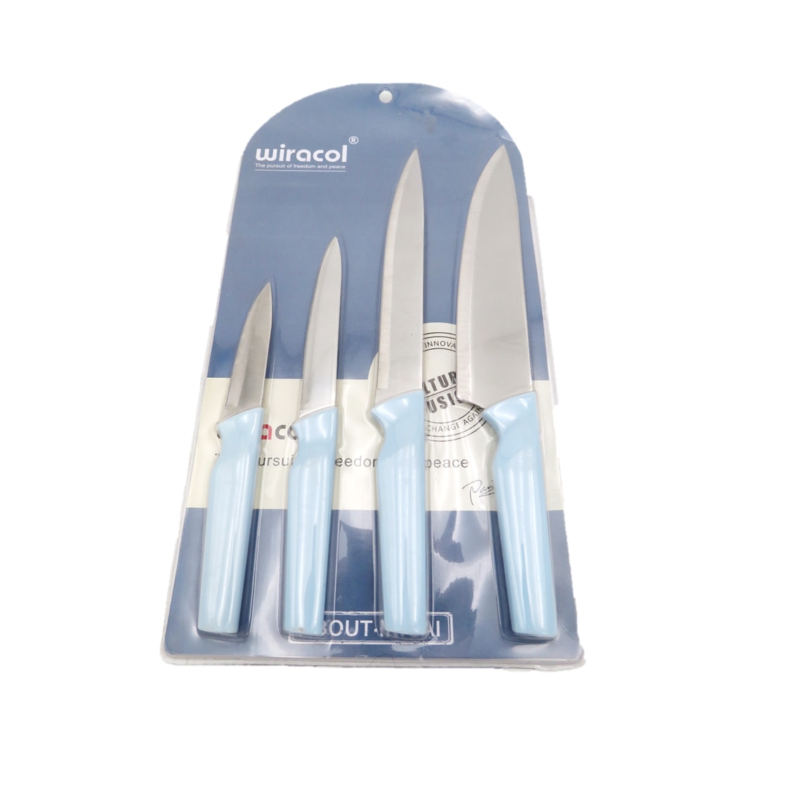 Set cutite bucatarie 4 piese, diferite marimi, albastru